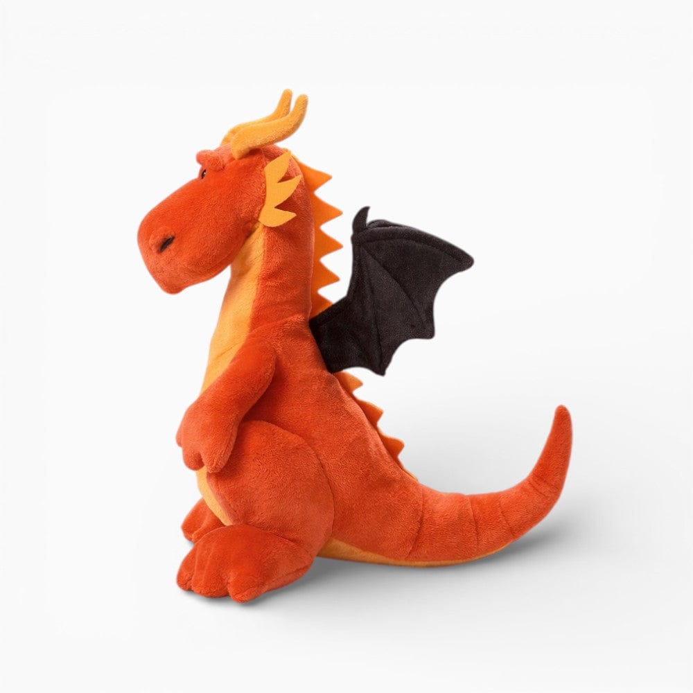 Pluschtierland Orangefarbenes Drachen-Kuscheltier mit schwarzen Flügeln Orangefarbenes Drachen-Kuscheltier mit schwarzen Flügeln