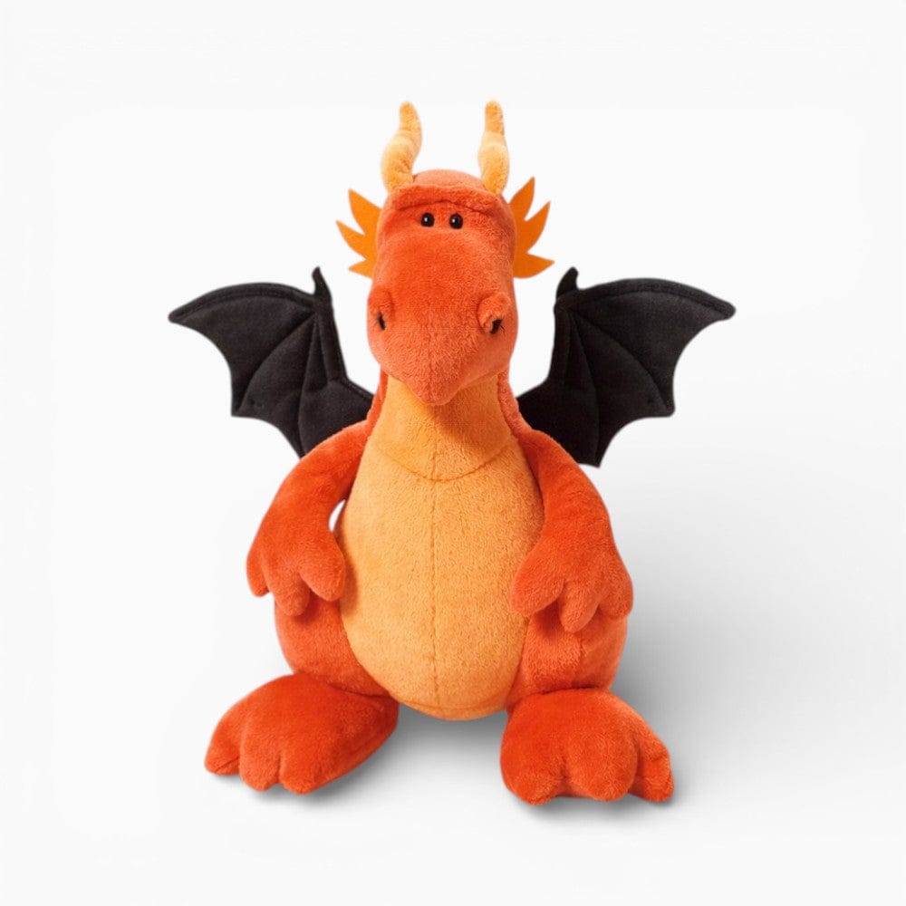 Pluschtierland Orangefarbenes Drachen-Kuscheltier mit schwarzen Flügeln Orangefarbenes Drachen-Kuscheltier mit schwarzen Flügeln