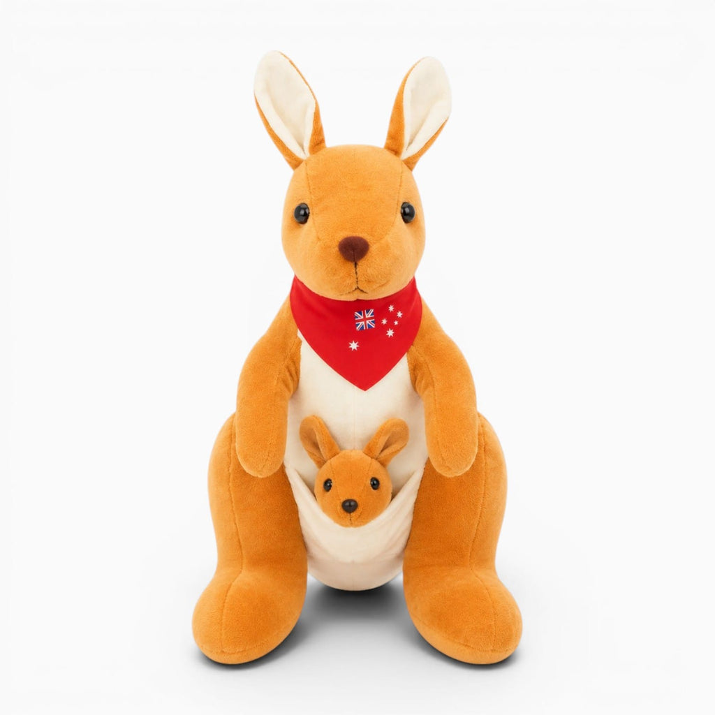 Pluschtierland Orangefarbenes Känguru Kuscheltier Mit Baby Orangefarbenes Känguru Kuscheltier Mit Baby