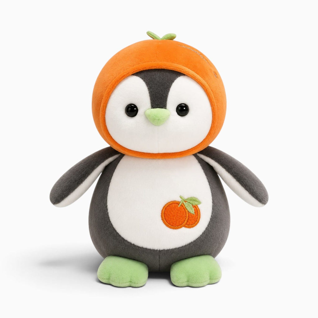 Pluschtierland Pinguin-Kuscheltier mit Orangenmotiv Pinguin-Kuscheltier mit Orangenmotiv