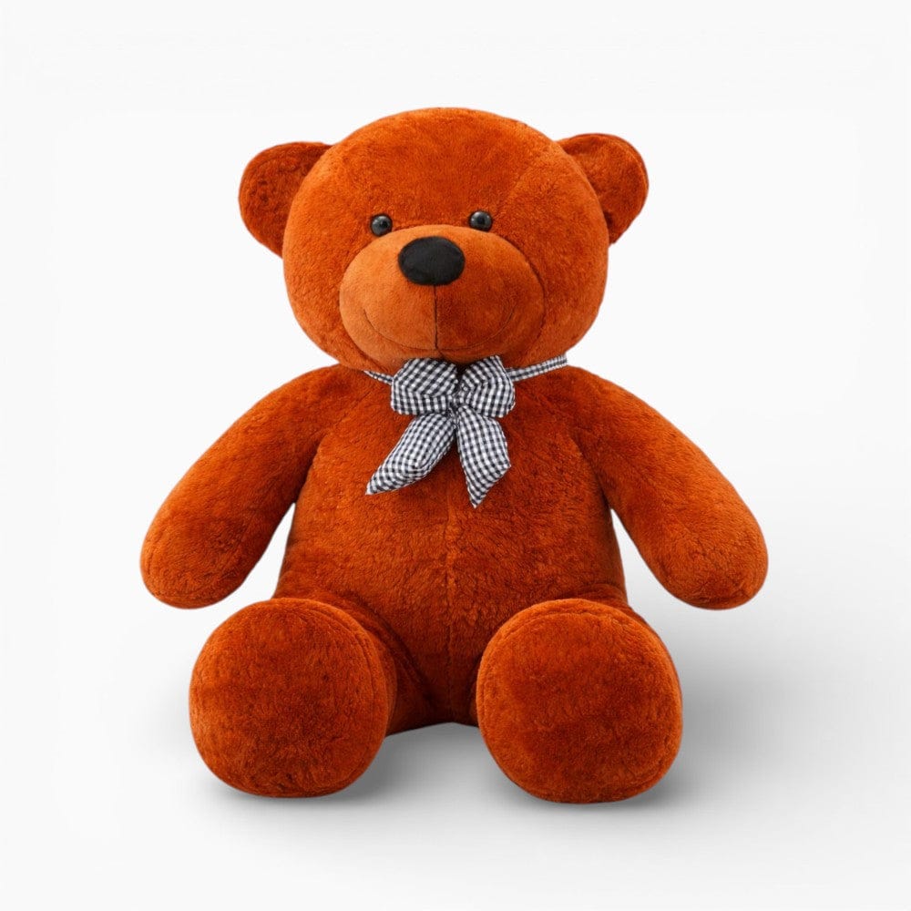 Pluschtierland Riesiger Kuscheltier Bär dunkelbraun mit karierter Schleife Riesiger Kuscheltier Bär dunkelbraun mit karierter Schleife