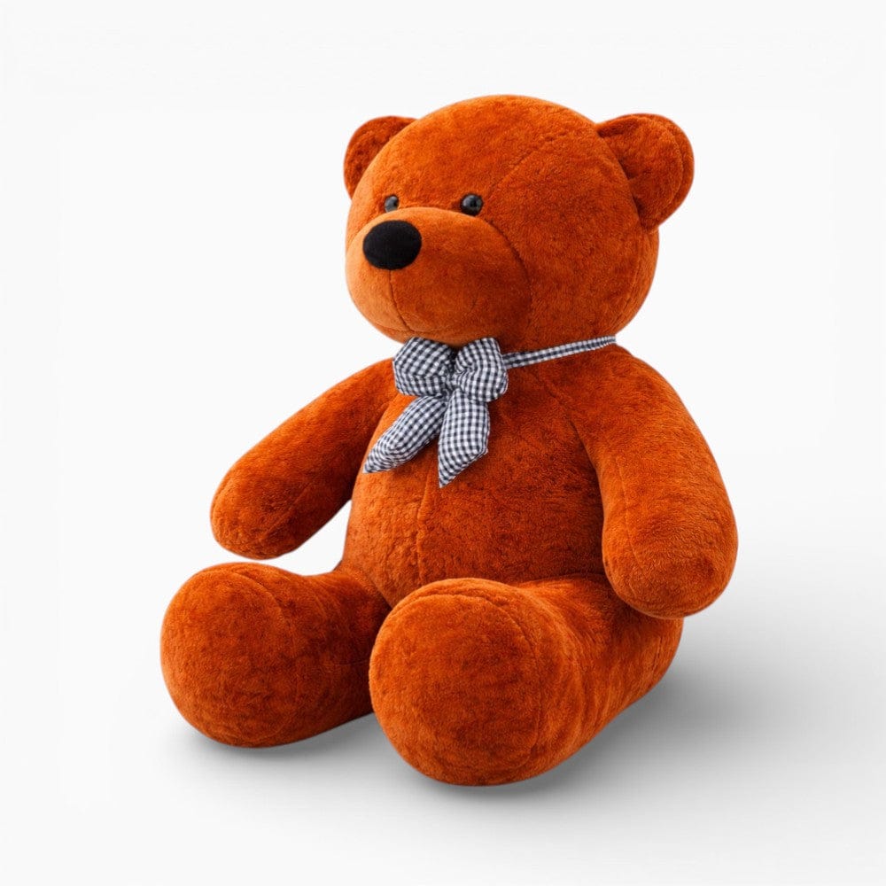 Pluschtierland Riesiger Kuscheltier Bär dunkelbraun mit karierter Schleife Riesiger Kuscheltier Bär dunkelbraun mit karierter Schleife