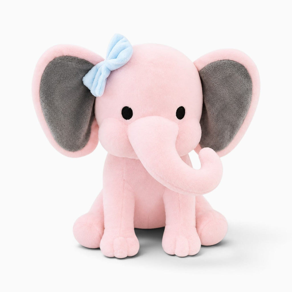 Pluschtierland Rosa Elefanten-Kuscheltier mit blauer Schleife Rosa Elefanten-Kuscheltier mit blauer Schleife