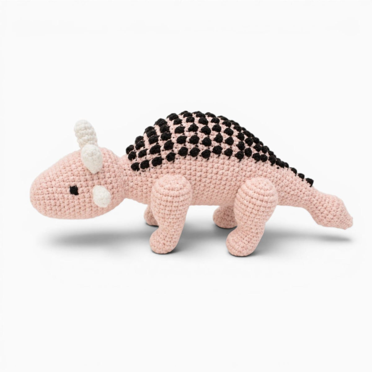 Pluschtierland Rosa gehäkeltes Triceratops Kuscheltier Rosa gehäkeltes Triceratops Kuscheltier