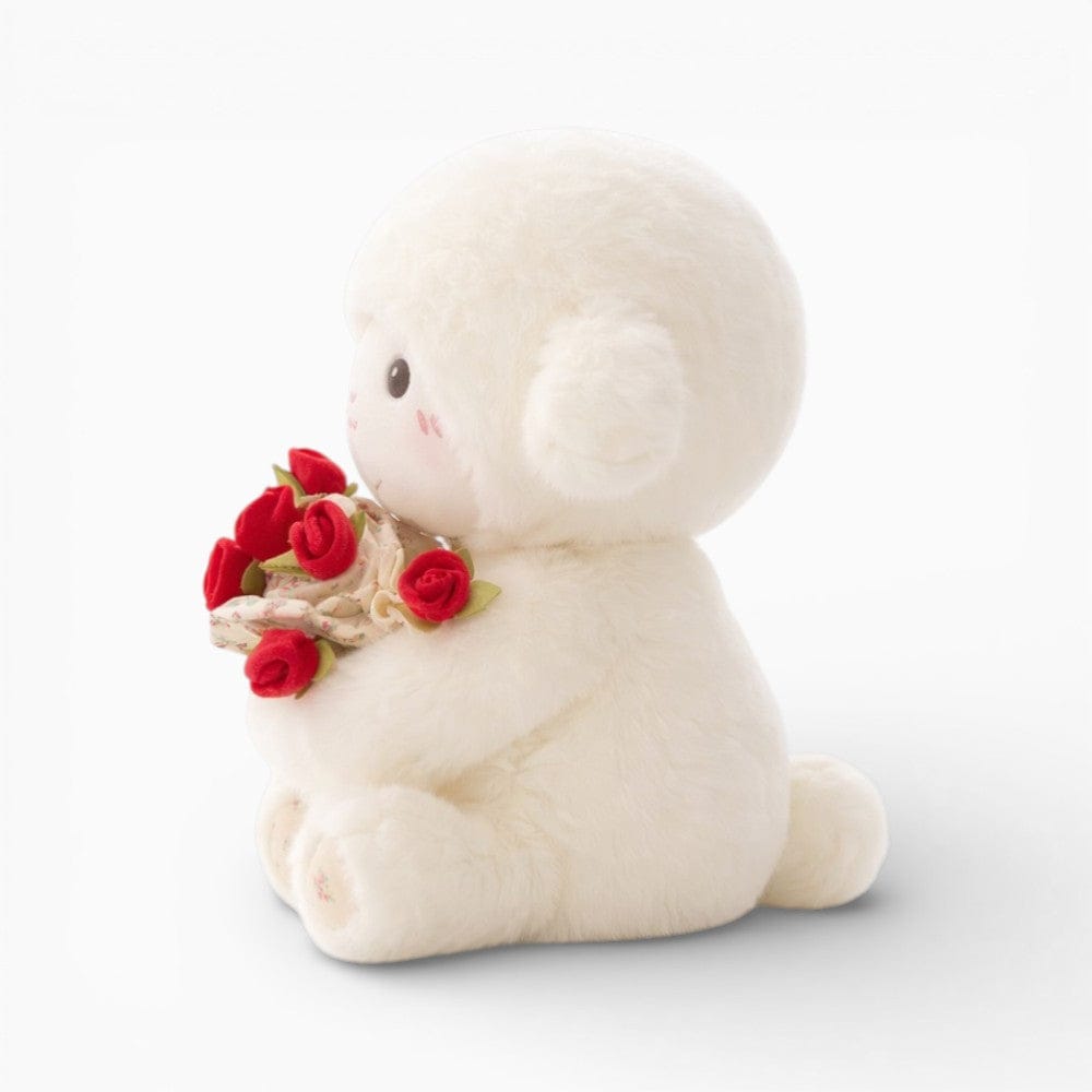 Pluschtierland Schaf Kuscheltier mit Rose niedliches Lamm Stofftier Valentinstagsgeschenk Schaf Kuscheltier mit Rose niedliches Lamm Stofftier Valentinstagsgeschenk