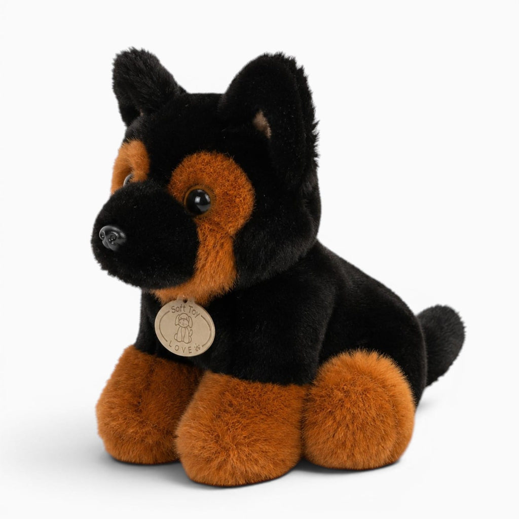Pluschtierland Schwarz-braunes Schäferhund-Kuscheltier Schwarz-braunes Schäferhund-Kuscheltier