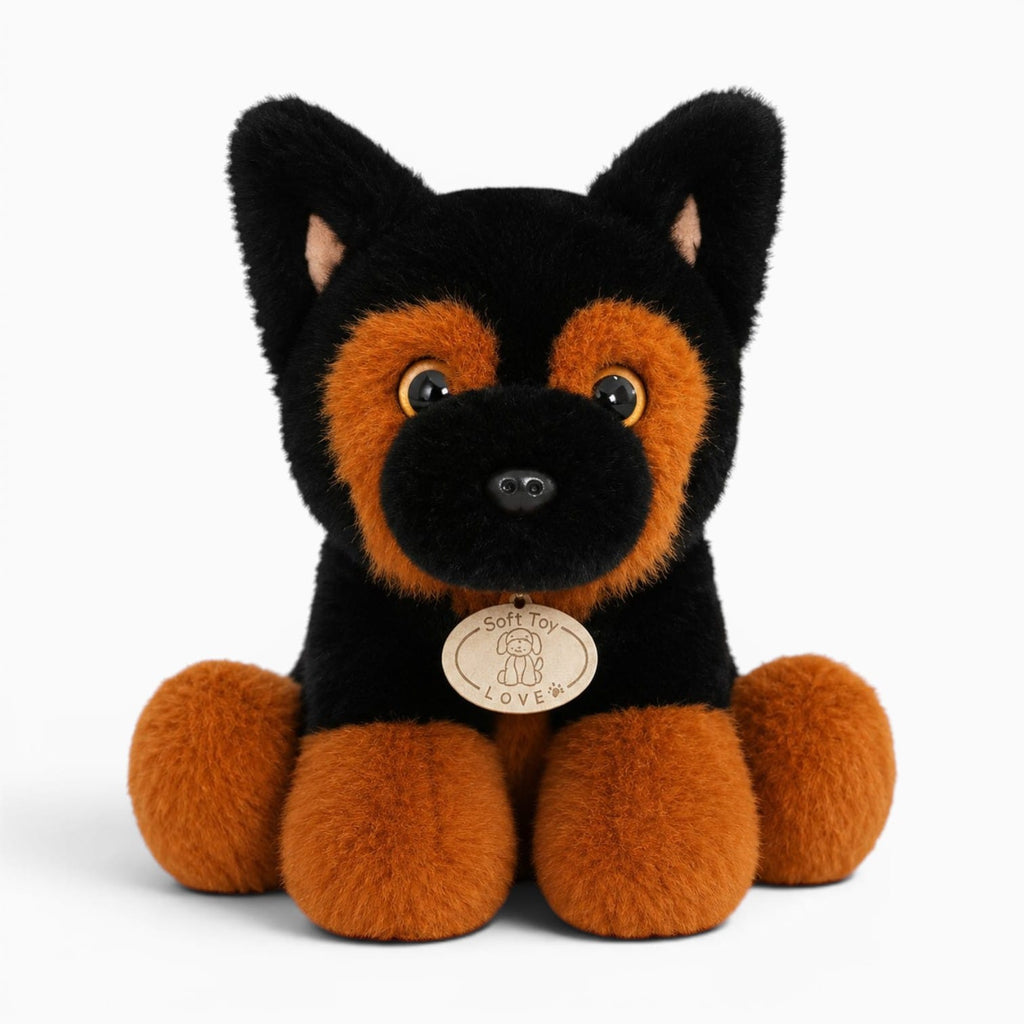 Pluschtierland Schwarz-braunes Schäferhund-Kuscheltier Schwarz-braunes Schäferhund-Kuscheltier
