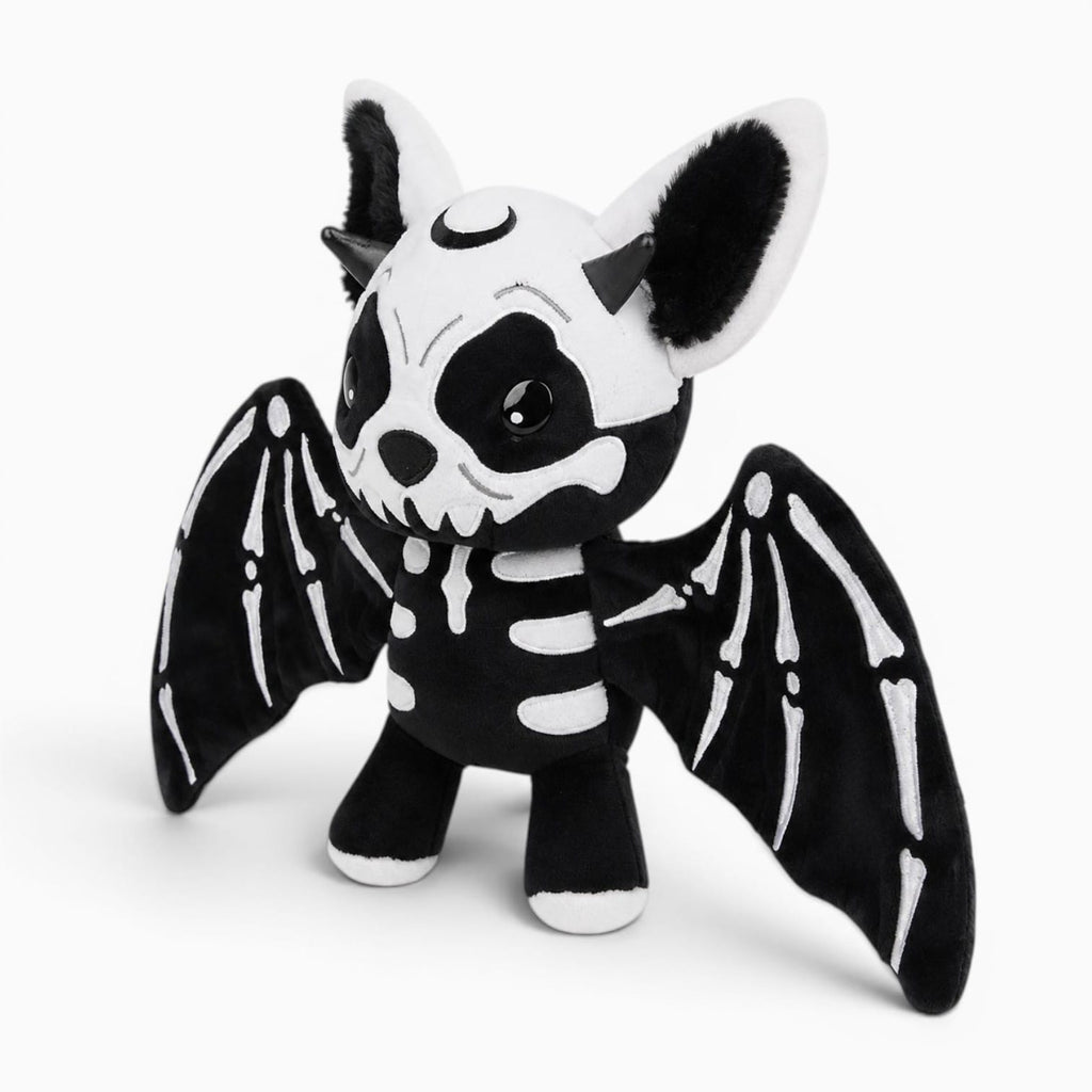 Pluschtierland Schwarz-weißes Skelett-Fledermaus-Kuscheltier Schwarz-weißes Skelett-Fledermaus-Kuscheltier