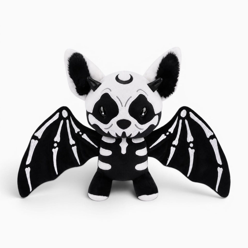 Pluschtierland Schwarz-weißes Skelett-Fledermaus-Kuscheltier Schwarz-weißes Skelett-Fledermaus-Kuscheltier