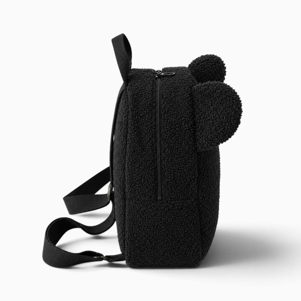 Pluschtierland Schwarzer Plüsch-Rucksack mit Bärenohren Schwarzer Plüsch-Rucksack mit Bärenohren