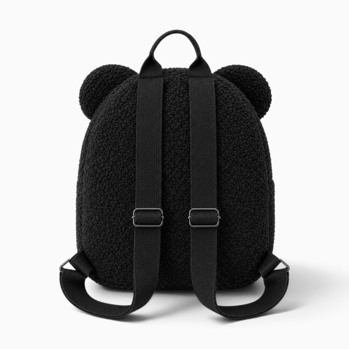 Pluschtierland Schwarzer Plüsch-Rucksack mit Bärenohren Schwarzer Plüsch-Rucksack mit Bärenohren