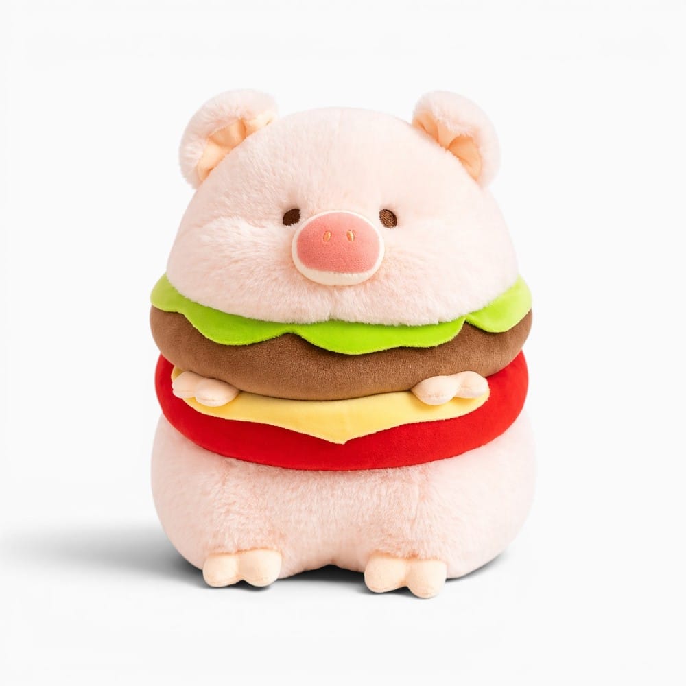 Pluschtierland Schwein Kuscheltier Rosa Burger Schwein Kuscheltier Rosa Burger