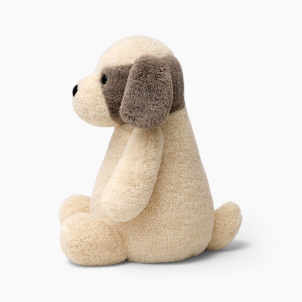 Pluschtierland Sitzendes beiges Hund Kuscheltier mit grauen Ohren Sitzendes beiges Hund Kuscheltier mit grauen Ohren