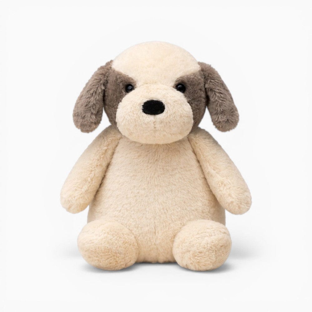 Pluschtierland Sitzendes beiges Hund Kuscheltier mit grauen Ohren Sitzendes beiges Hund Kuscheltier mit grauen Ohren