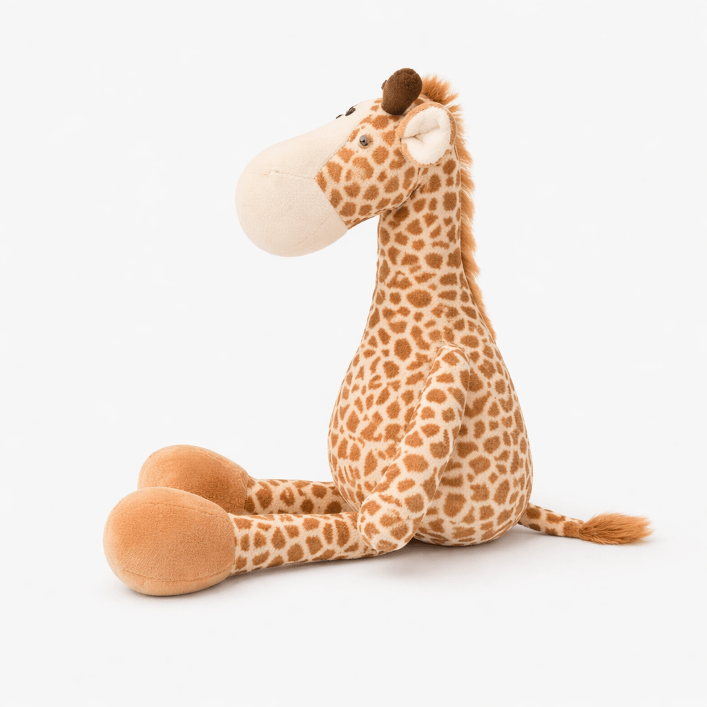 Pluschtierland Sitzendes Giraffen Kuscheltier mit großen Hufen Sitzendes Giraffen Kuscheltier mit großen Hufen