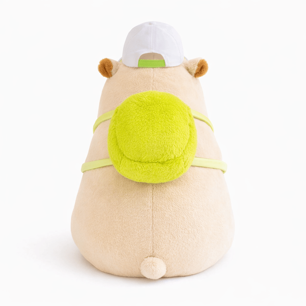 Pluschtierland Süßes Capybara Kuscheltier mit Rucksack und Kappe Süßes Capybara Kuscheltier mit Rucksack und Kappe
