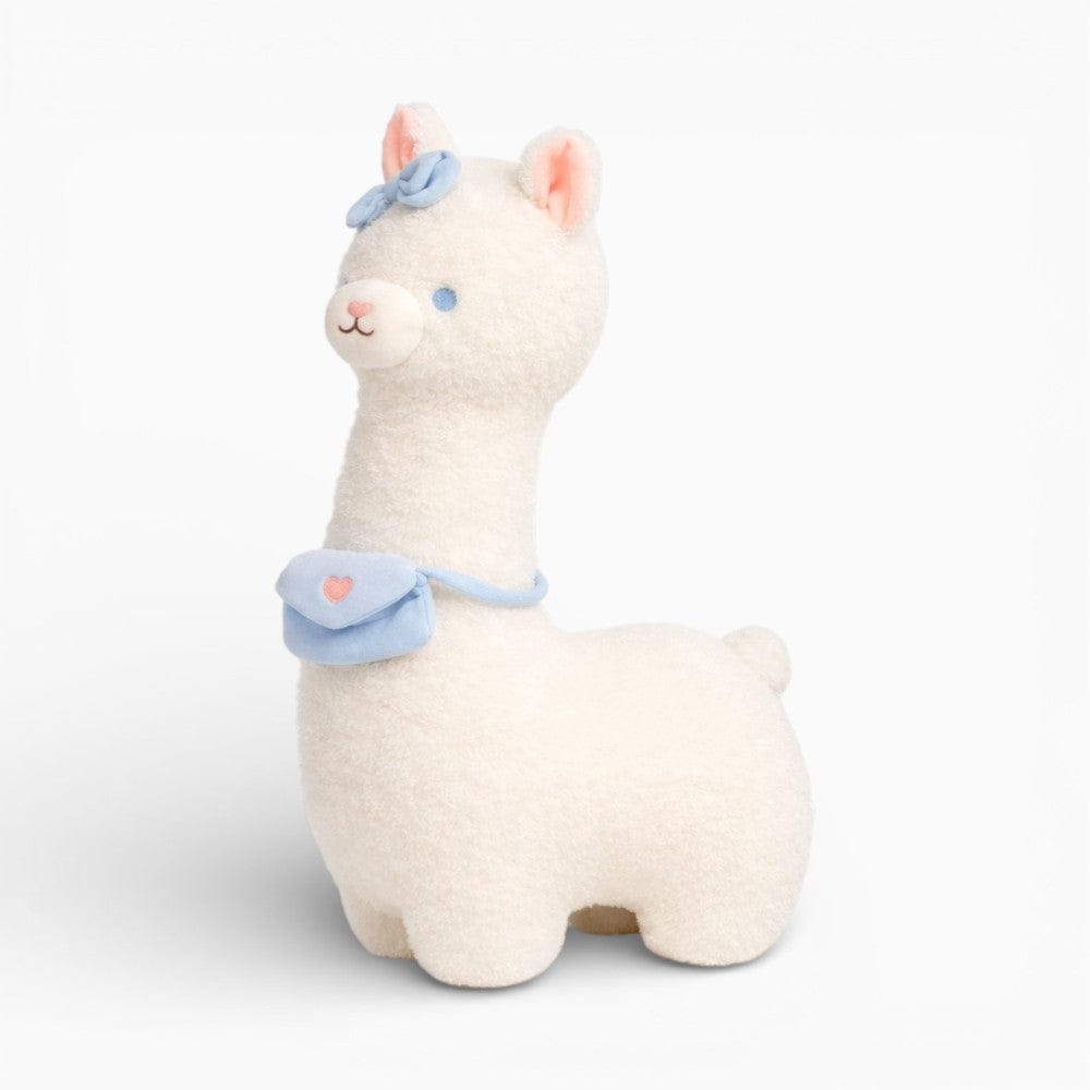 Pluschtierland Weiches Alpaka Plüschtier mit kleiner Tasche und Schleife Weiches Alpaka Plüschtier mit kleiner Tasche und Schleife