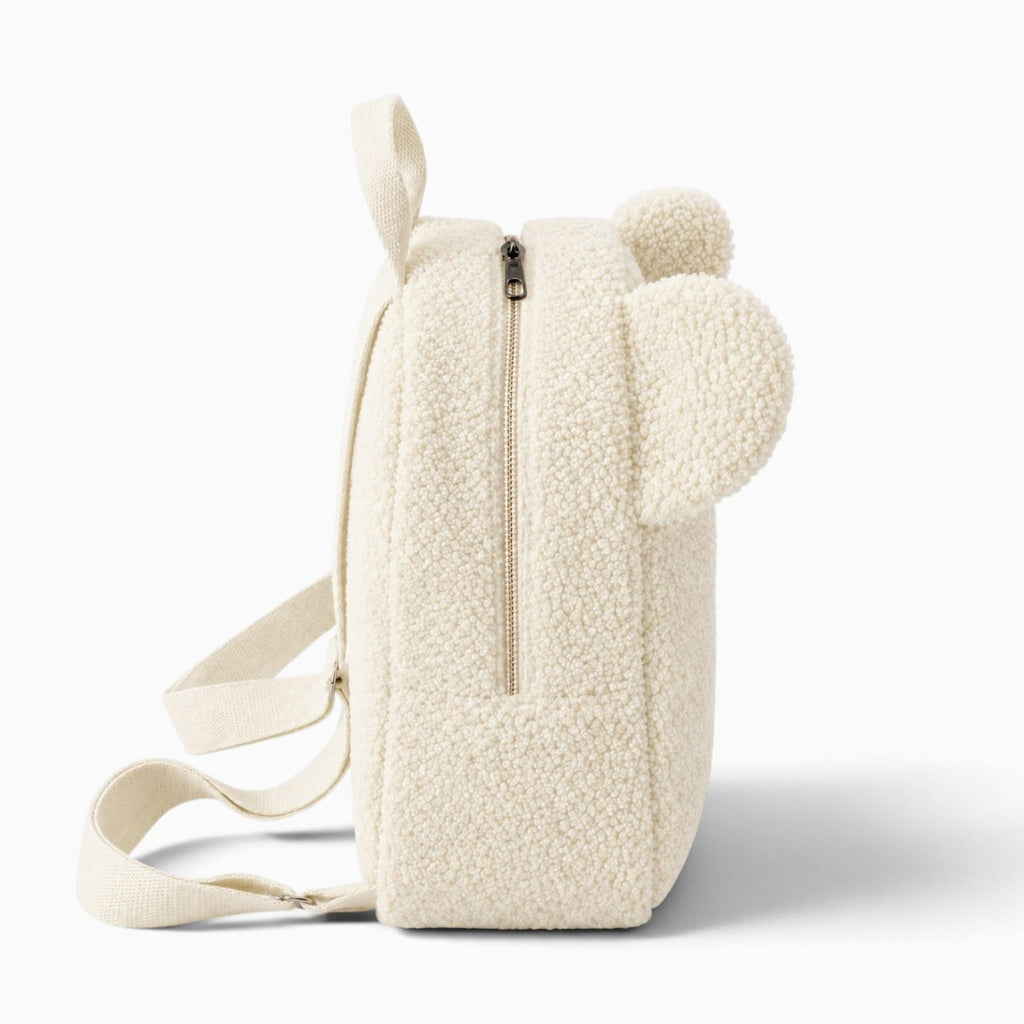 Pluschtierland Weißer Plüsch-Rucksack mit Bärenohren Weißer Plüsch-Rucksack mit Bärenohren
