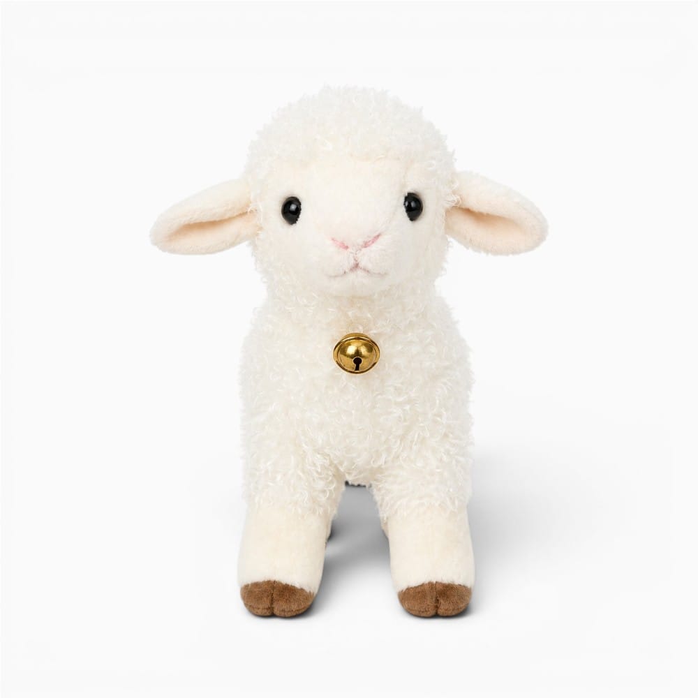 Pluschtierland Weißes Lamm Kuscheltier mit Glöckchen Weißes Lamm Kuscheltier mit Glöckchen