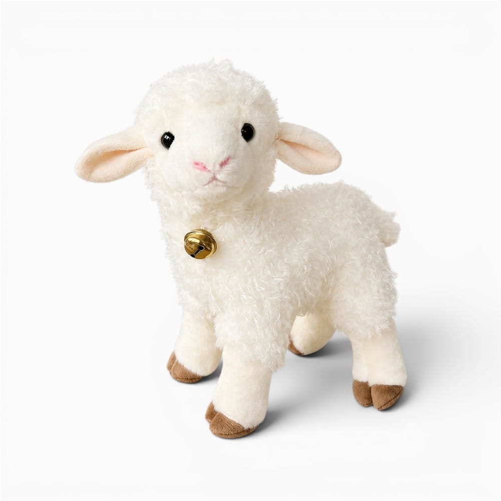 Pluschtierland Weißes Lamm Kuscheltier mit Glöckchen Weißes Lamm Kuscheltier mit Glöckchen