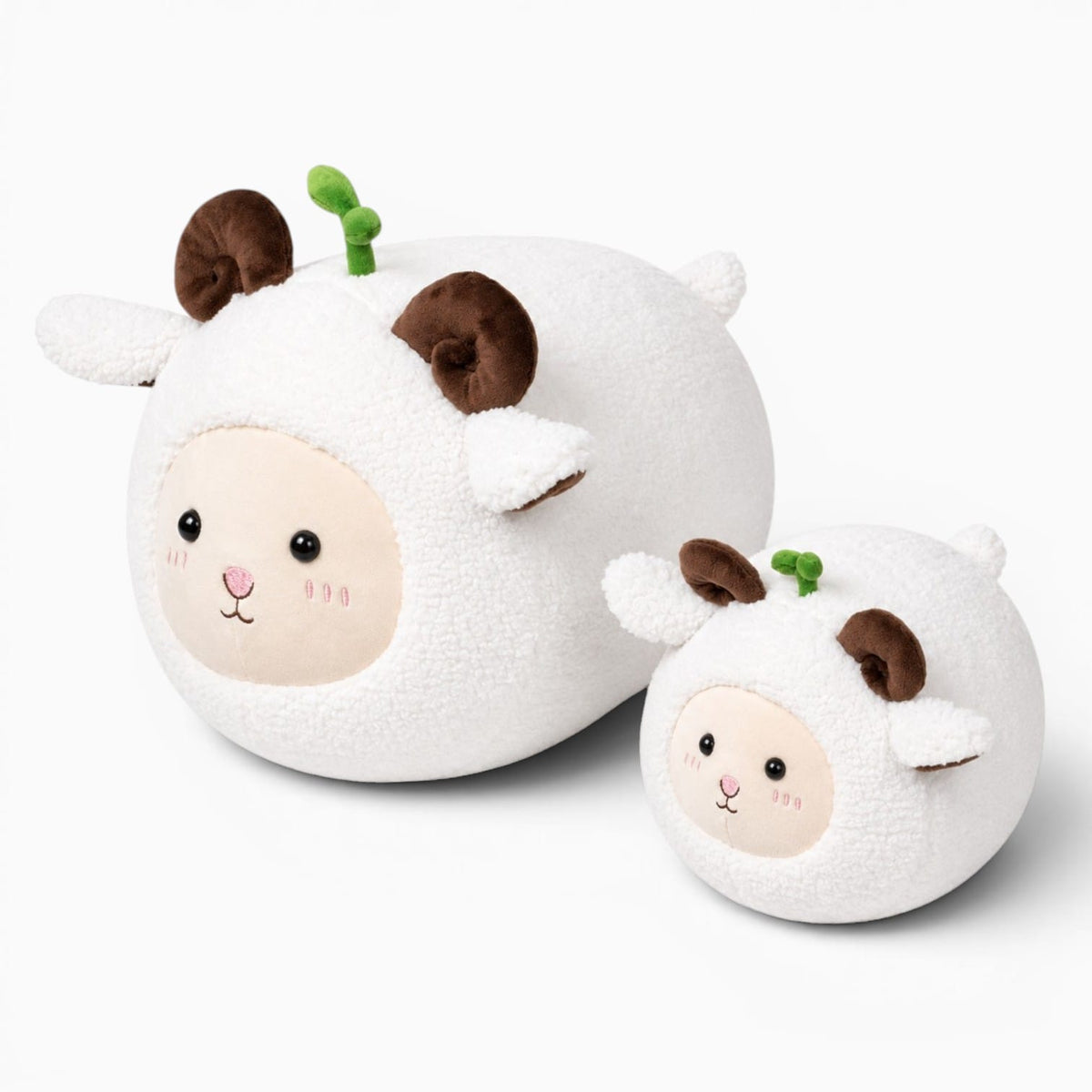 Pluschtierland Weißes Schaf Plüschkissen Mit Sprossen Weißes Schaf Plüschkissen Mit Sprossen